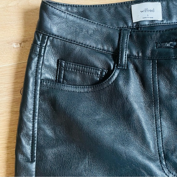 Wilfred Faux Leather Pants Women Size 0 Black Straight Leg Aritzia - Picture 3 of 10